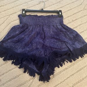 Skylar + Madison Blue Flowers and Fringe Skort